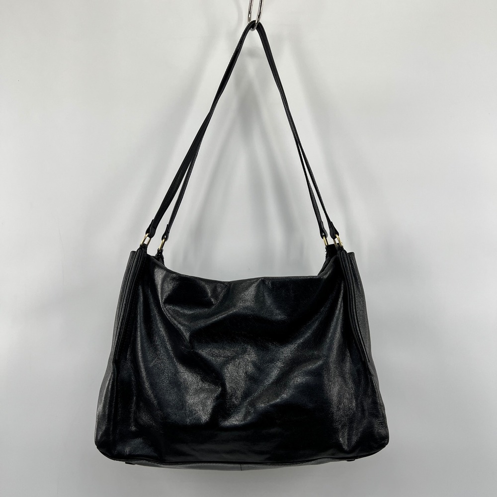 Vintage Y2K HOBO Intl Shoulder Bag Black Leather Minimalist Chic 90s Style